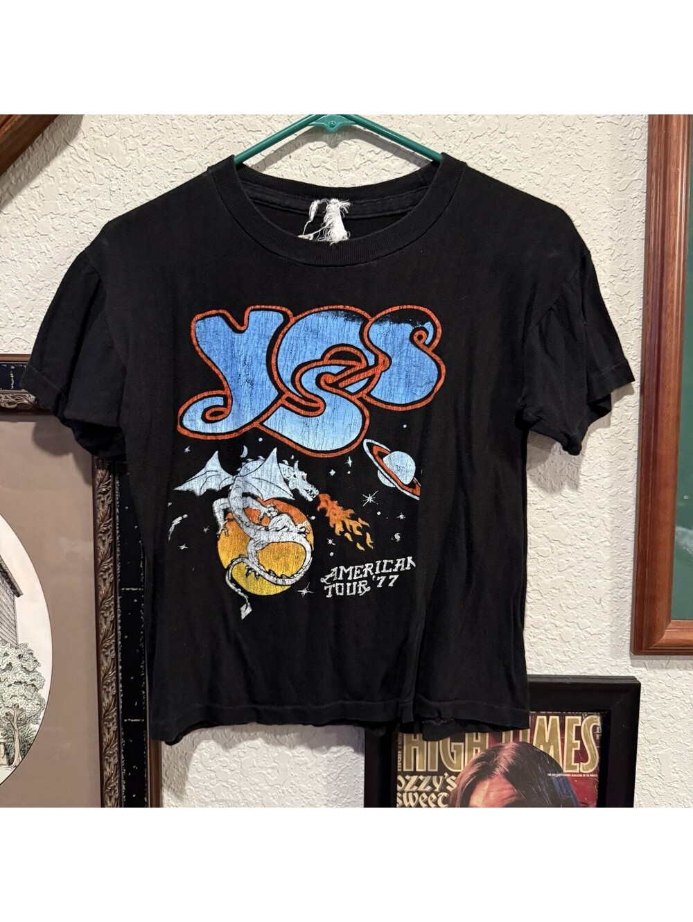 Vintage 1977 RARE YES American Tour Shirt Black RARE Rock Band Shirt Size Small